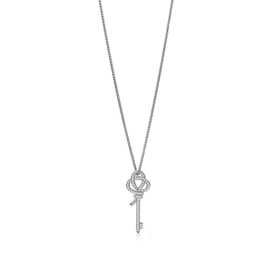 Diamond medium Paper Flowers pendant 16 IN in Platinum