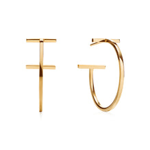Diamond Tiffany T wire bar earrings in 18k Yellow Gold