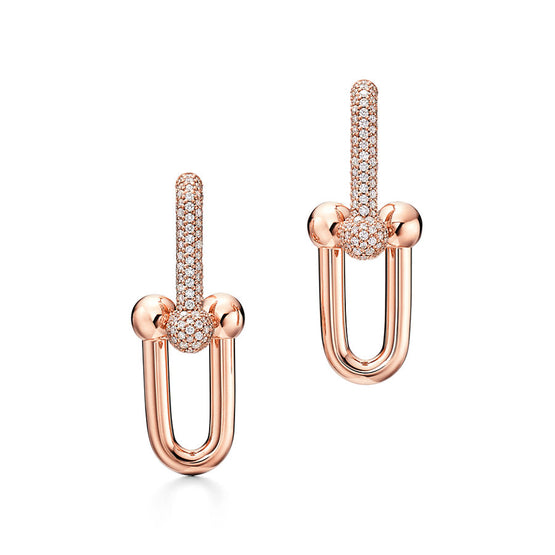Diamond Tiffany T wire bar earrings in 18k Rose Gold