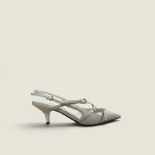 Women Patent Leather Slingbacks With Buckles - Avorio