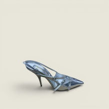 Metallic leather slingbacks with buckles