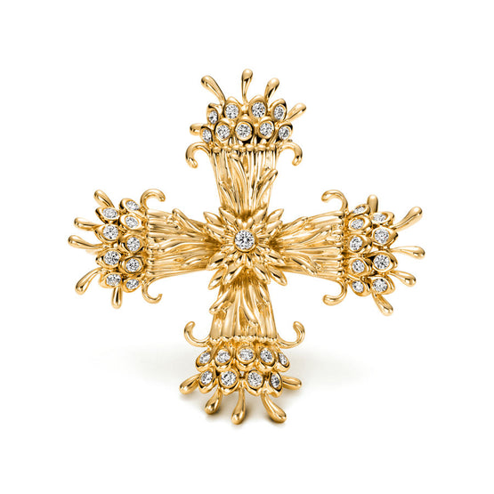 Return to Tiffany DAISY pin in Sterling Silver, 18k White Gold and 18k Yellow Gold