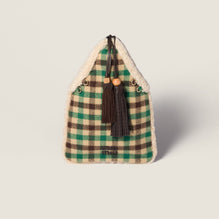 Gingham and shearling handbag