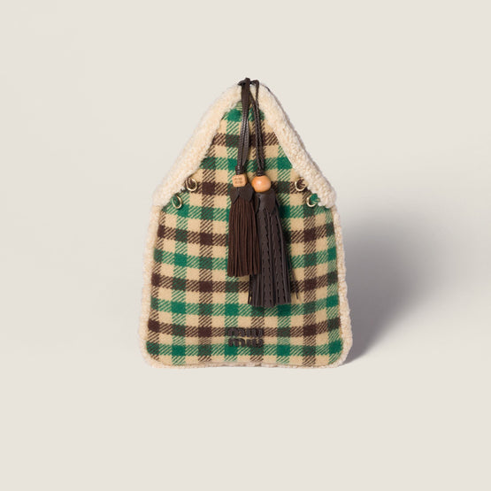 Gingham and shearling handbag