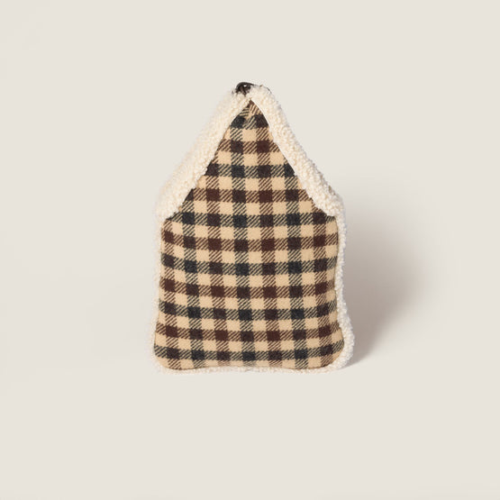 Gingham and shearling handbag