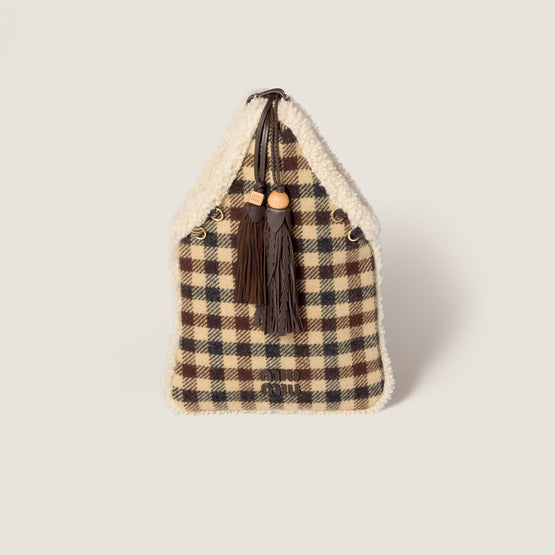Gingham and shearling handbag