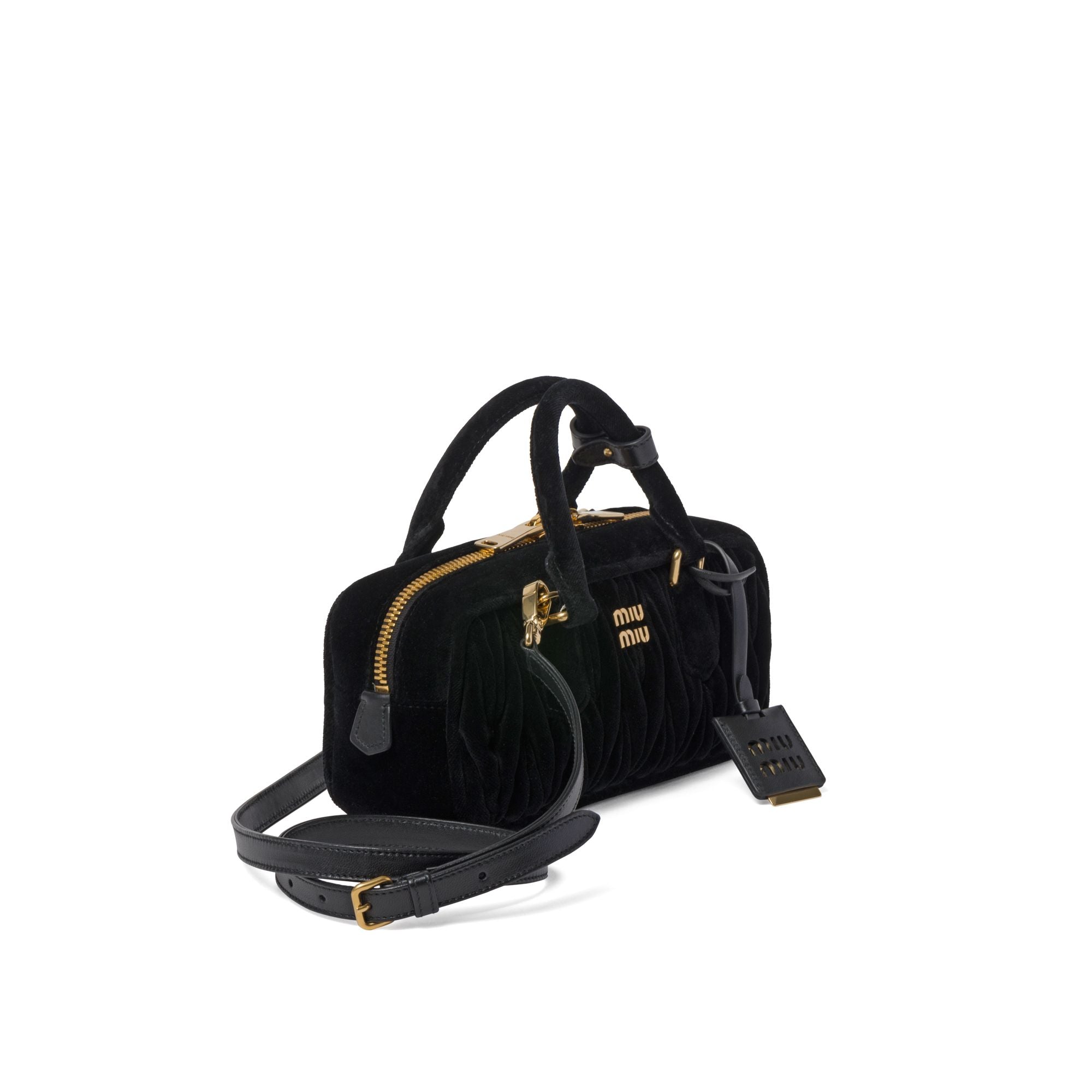 Women Arcadie Matelassé Velvet Bag - Nero