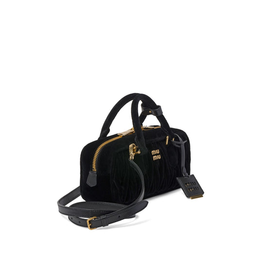 Women Arcadie Matelassé Velvet Bag - Nero