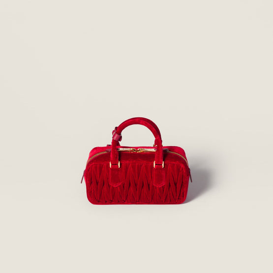 Women Arcadie Matelassé Velvet Bag - Rosso