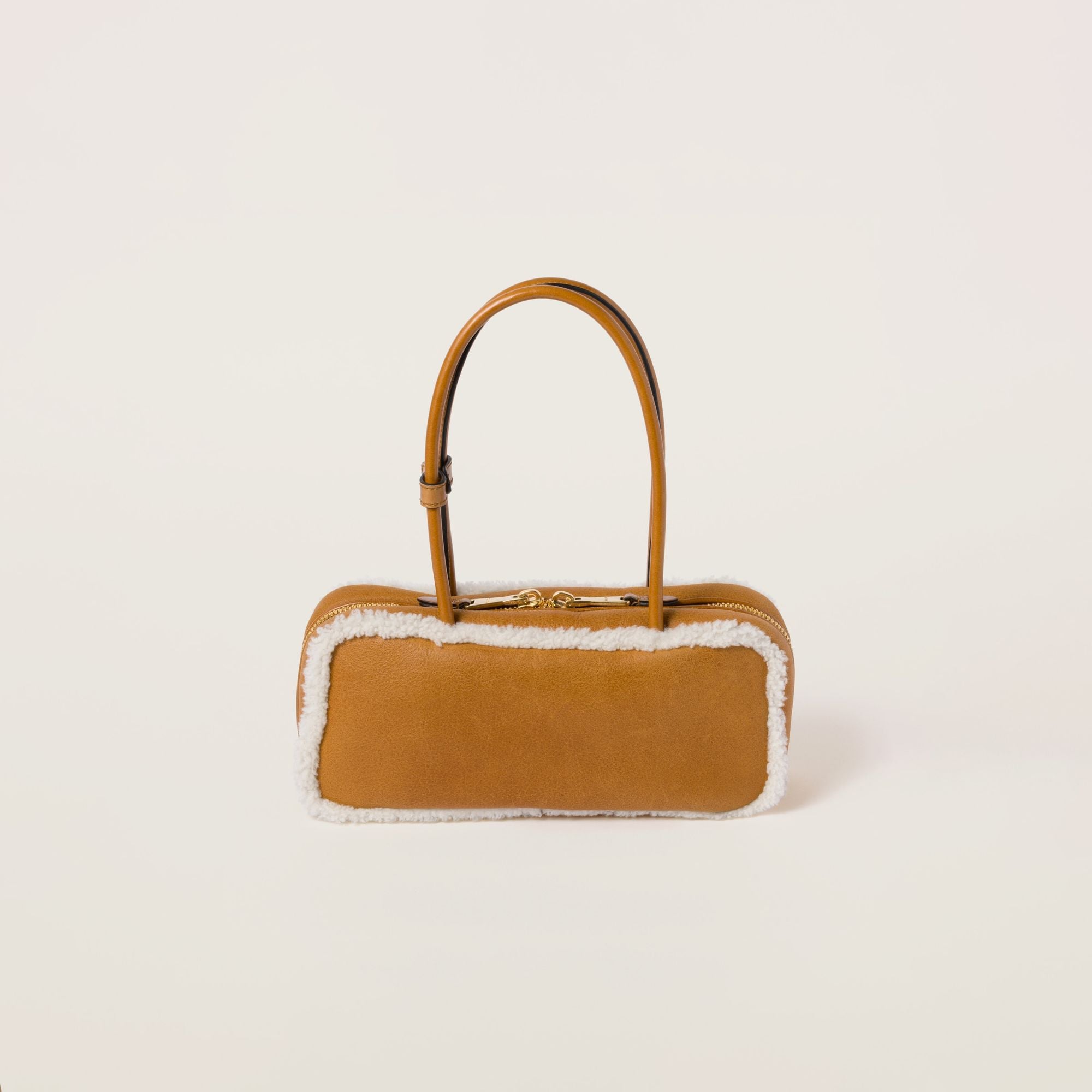 Women Beau Shearling Top-handle Bag - Cognac+naturale