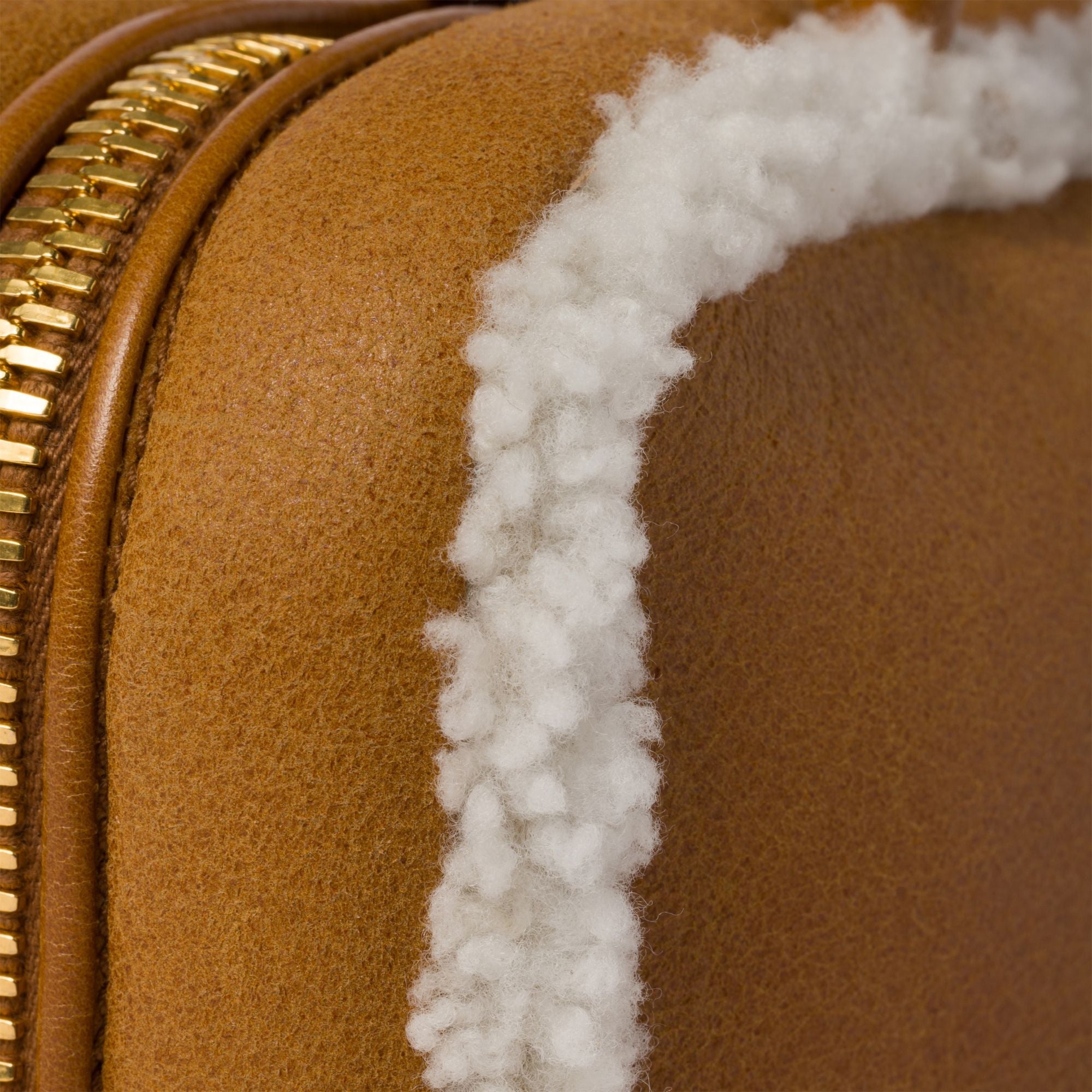 Women Beau Shearling Top-handle Bag - Cognac+naturale