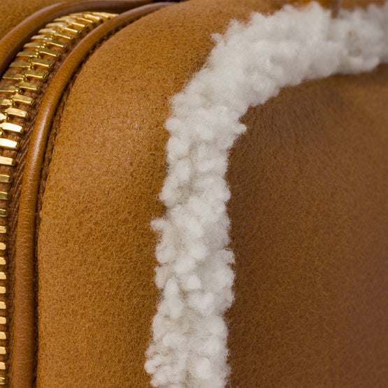 Women Beau Shearling Top-handle Bag - Cognac+naturale