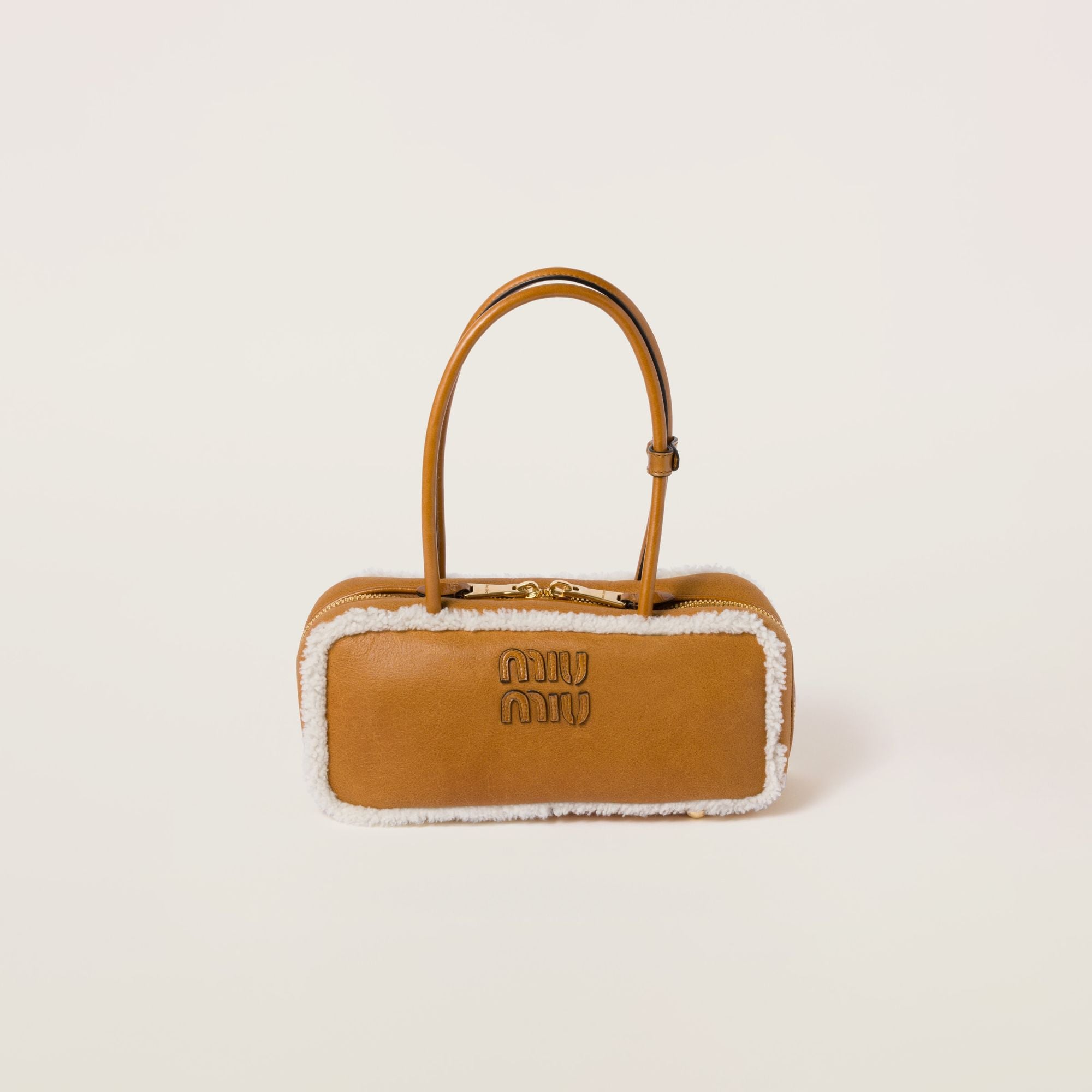 Women Beau Shearling Top-handle Bag - Cognac+naturale