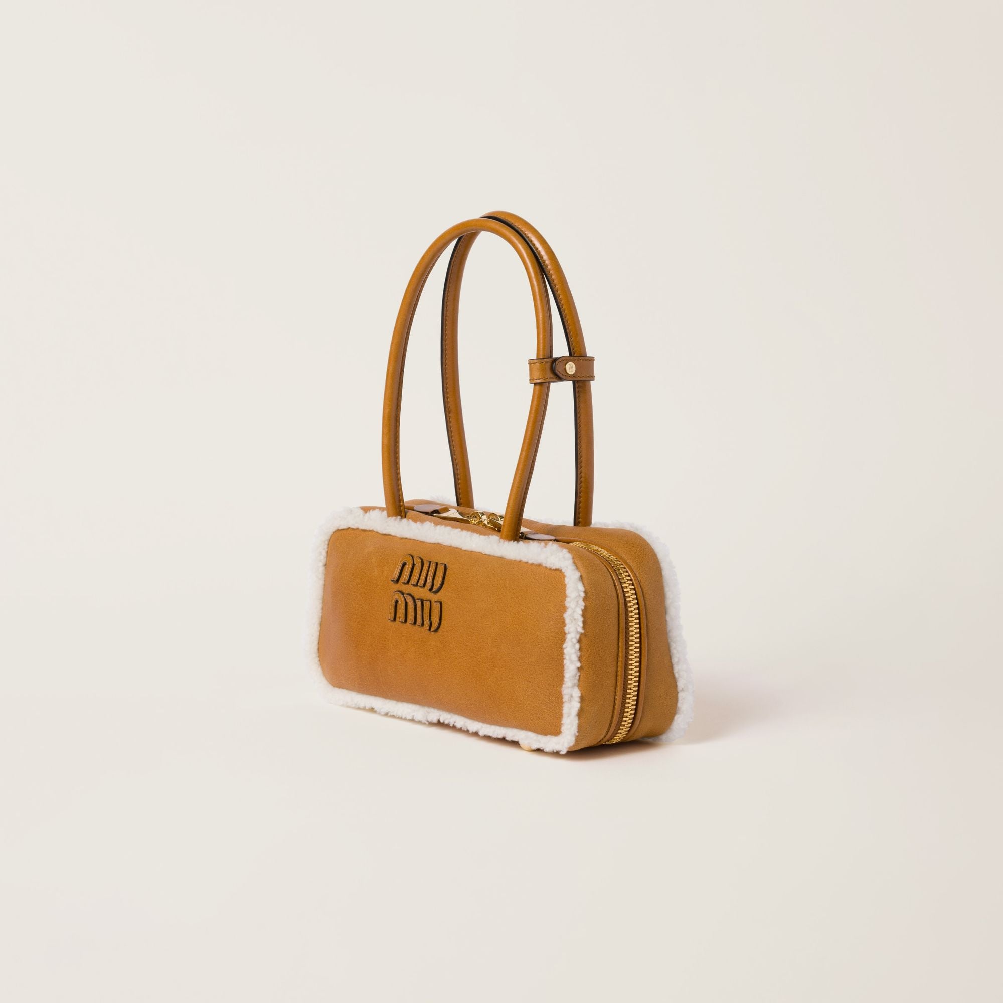 Women Beau Shearling Top-handle Bag - Cognac+naturale