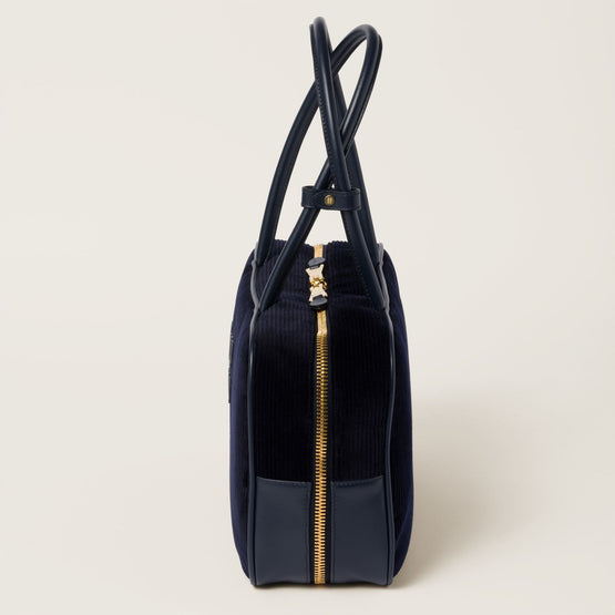 Women Beau Corduroy Top-handle Bag - Navy