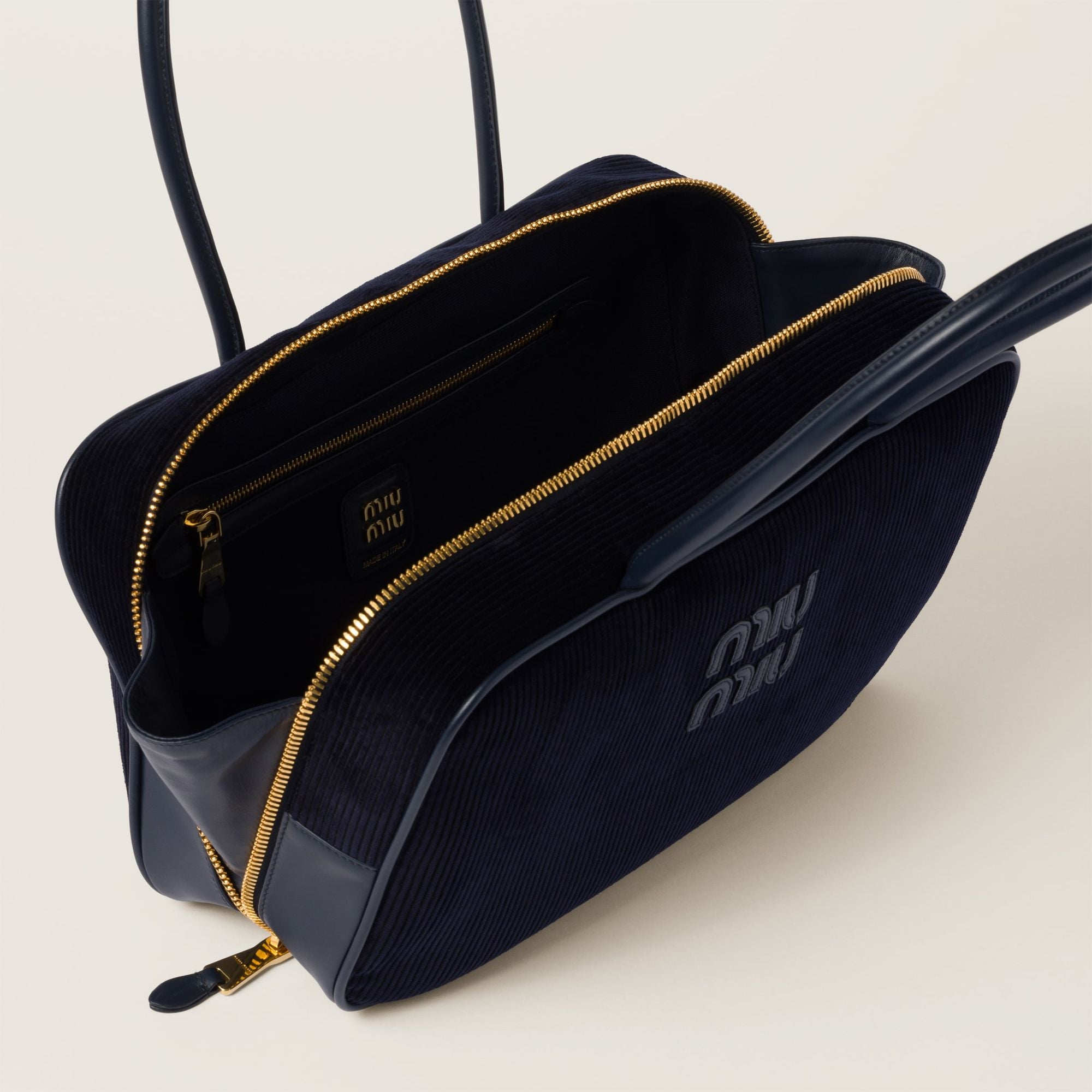 Women Beau Corduroy Top-handle Bag - Navy