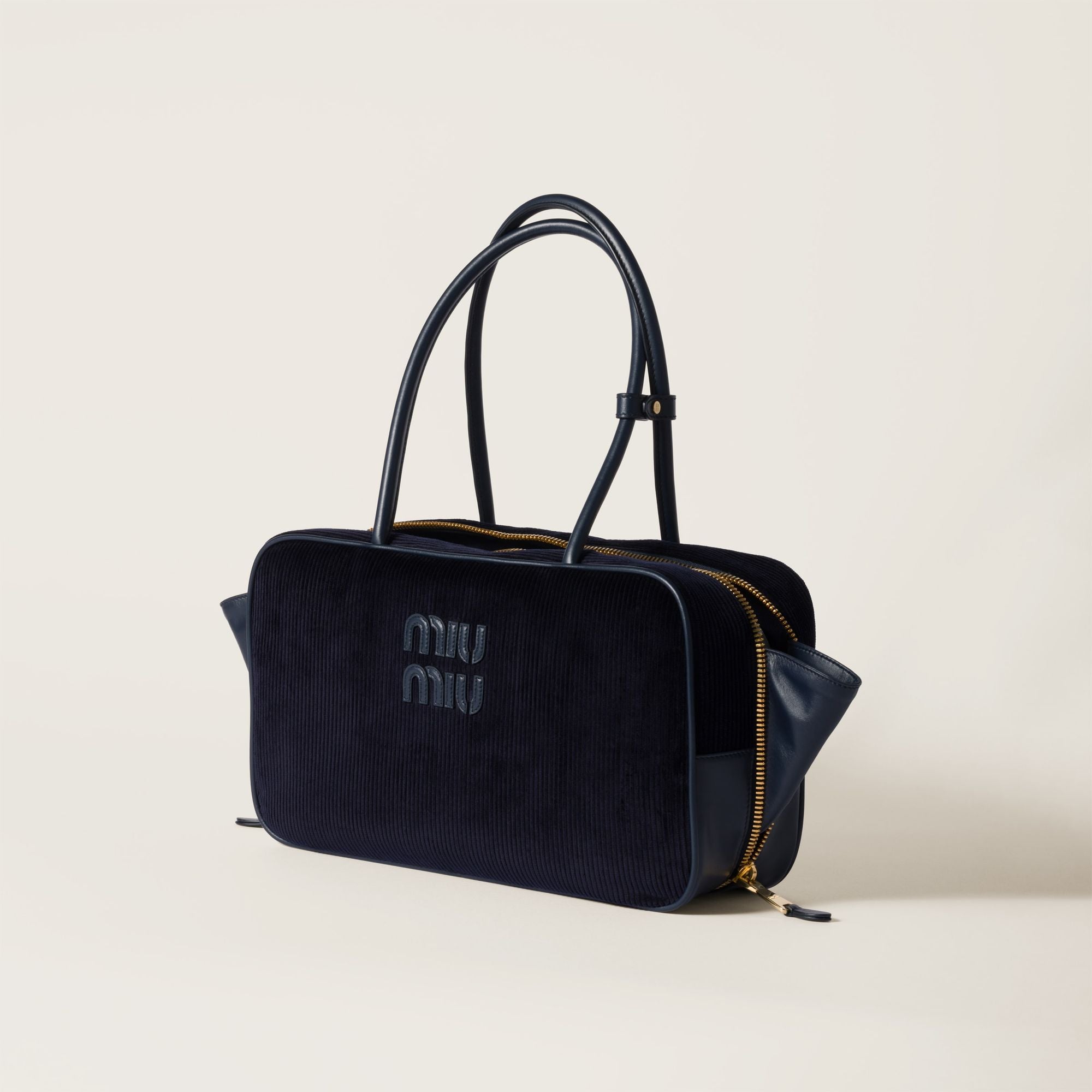 Women Beau Corduroy Top-handle Bag - Navy