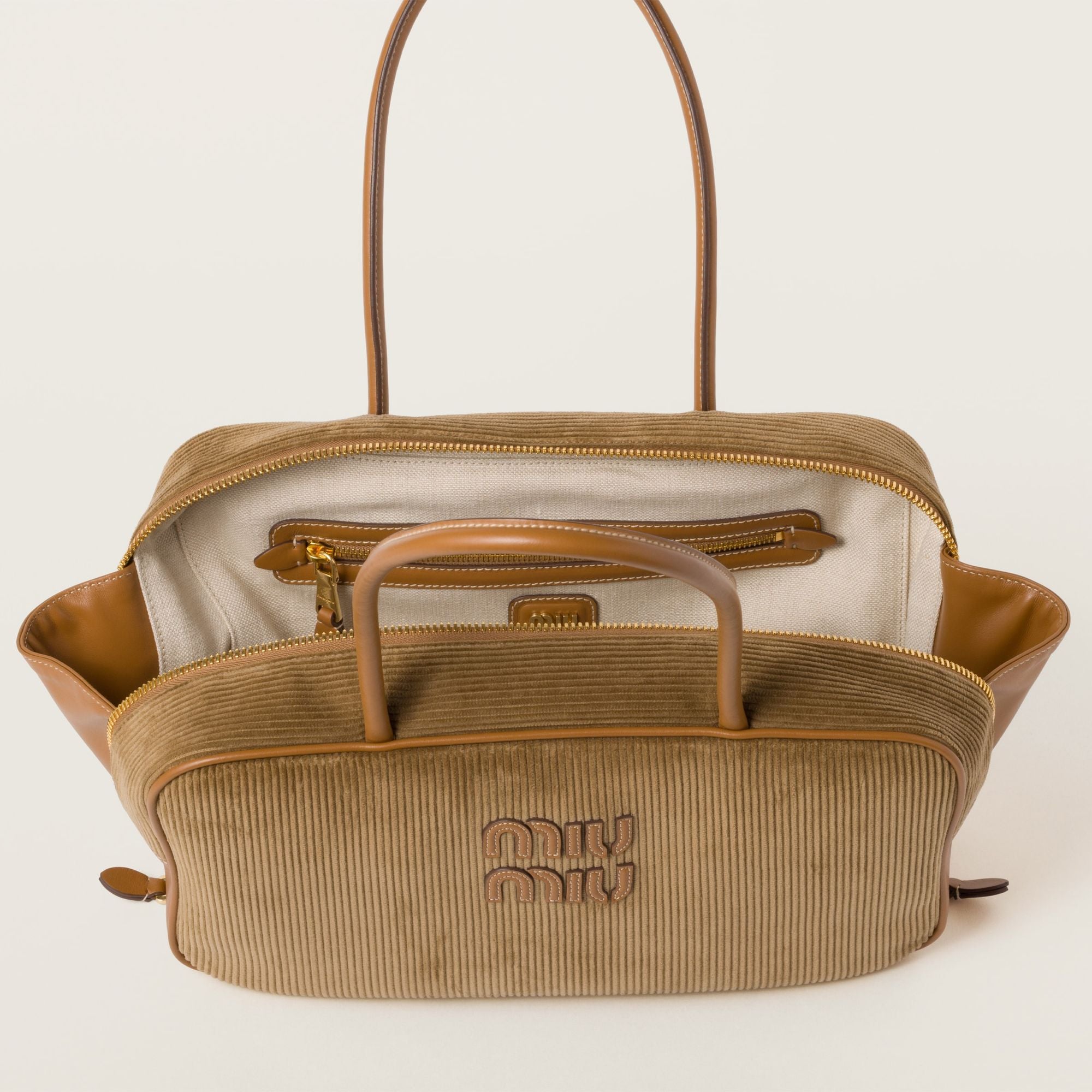 Women Beau Corduroy Top-handle Bag - Cannella