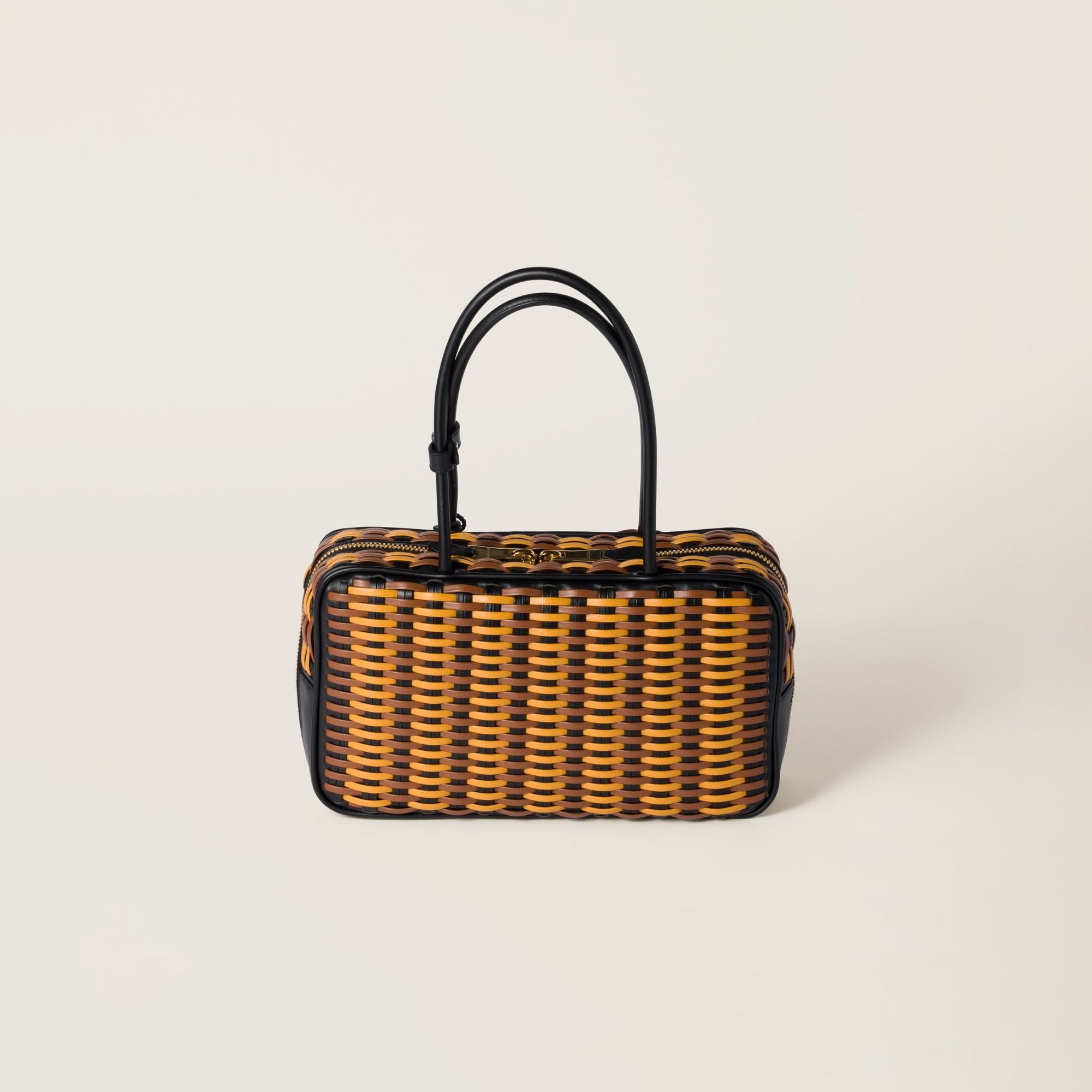 Women Beau Leather Bag - Nero+cognac+ocra