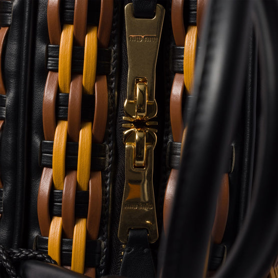 Women Beau Leather Bag - Nero+cognac+ocra