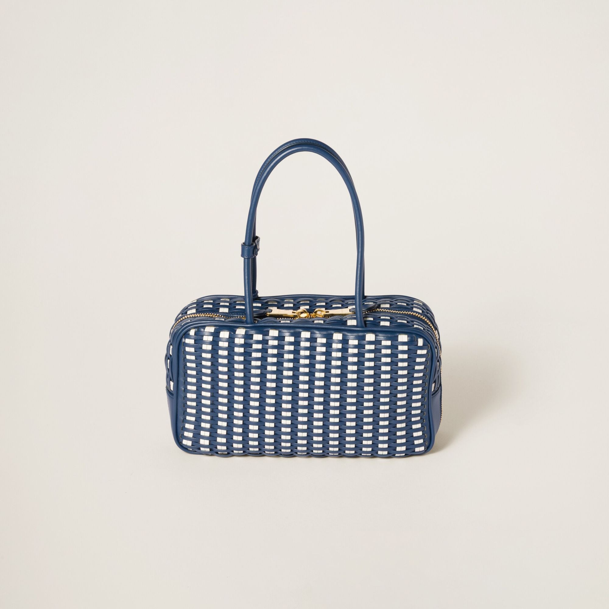 Women Beau Leather Bag - Bluette+bianco