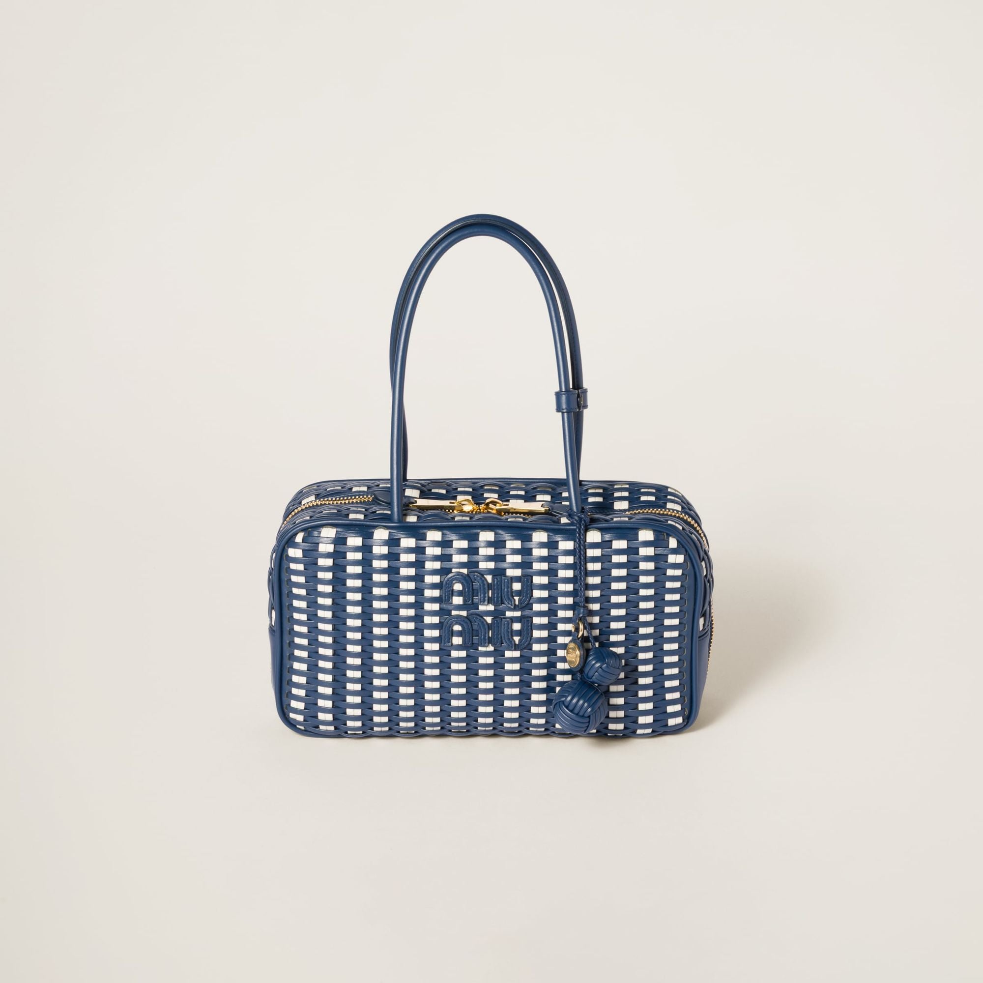 Women Beau Leather Bag - Bluette+bianco