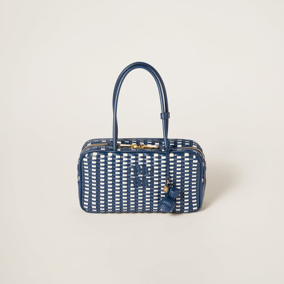Women Beau Leather Bag - Bluette+bianco