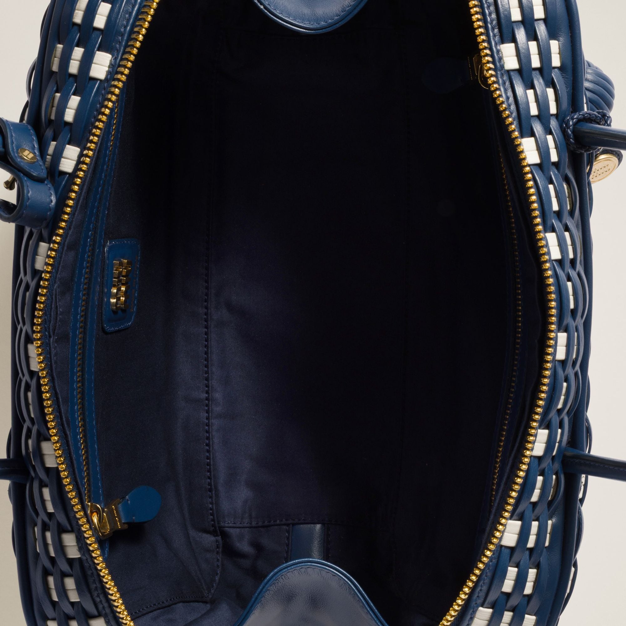 Women Beau Leather Bag - Bluette+bianco