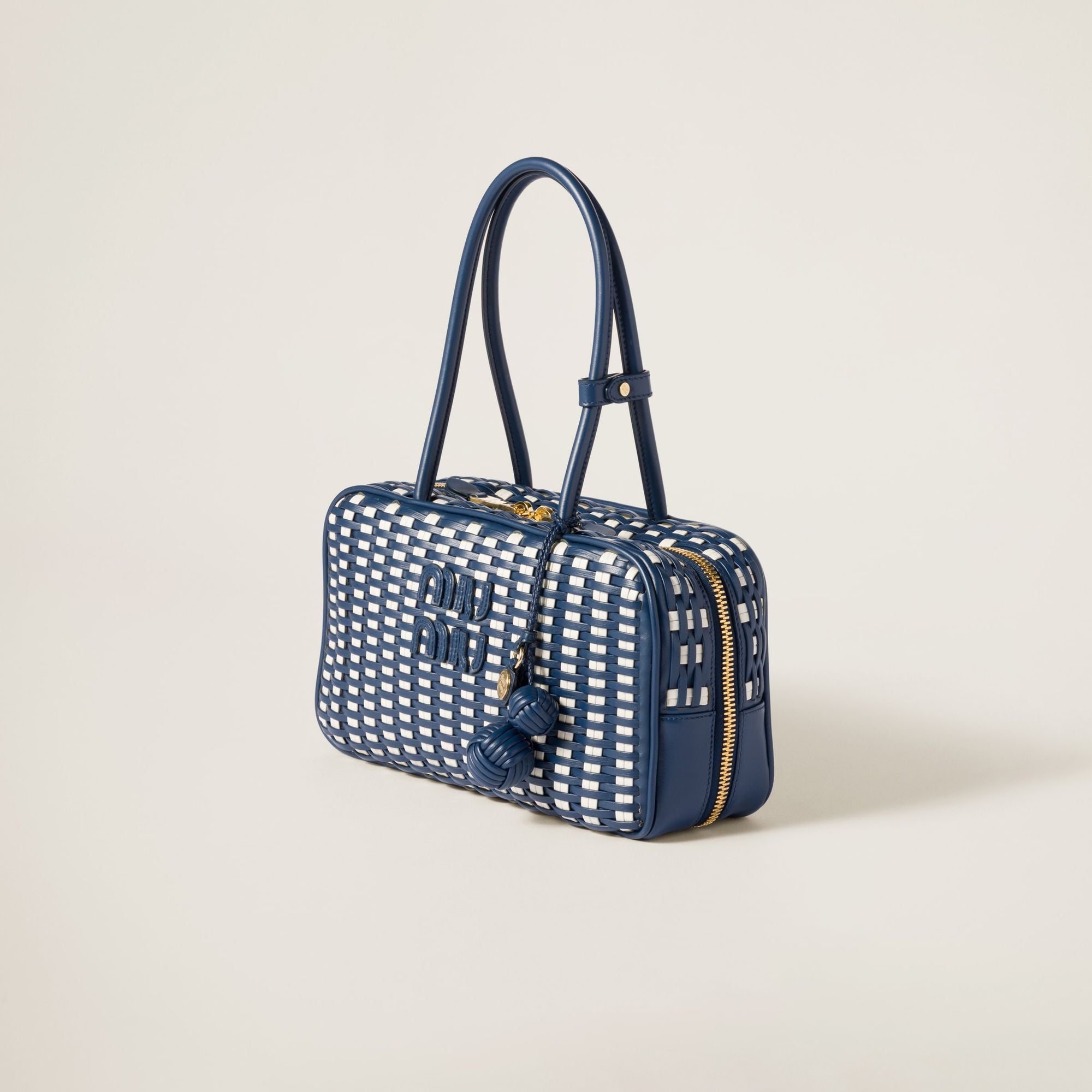 Women Beau Leather Bag - Bluette+bianco