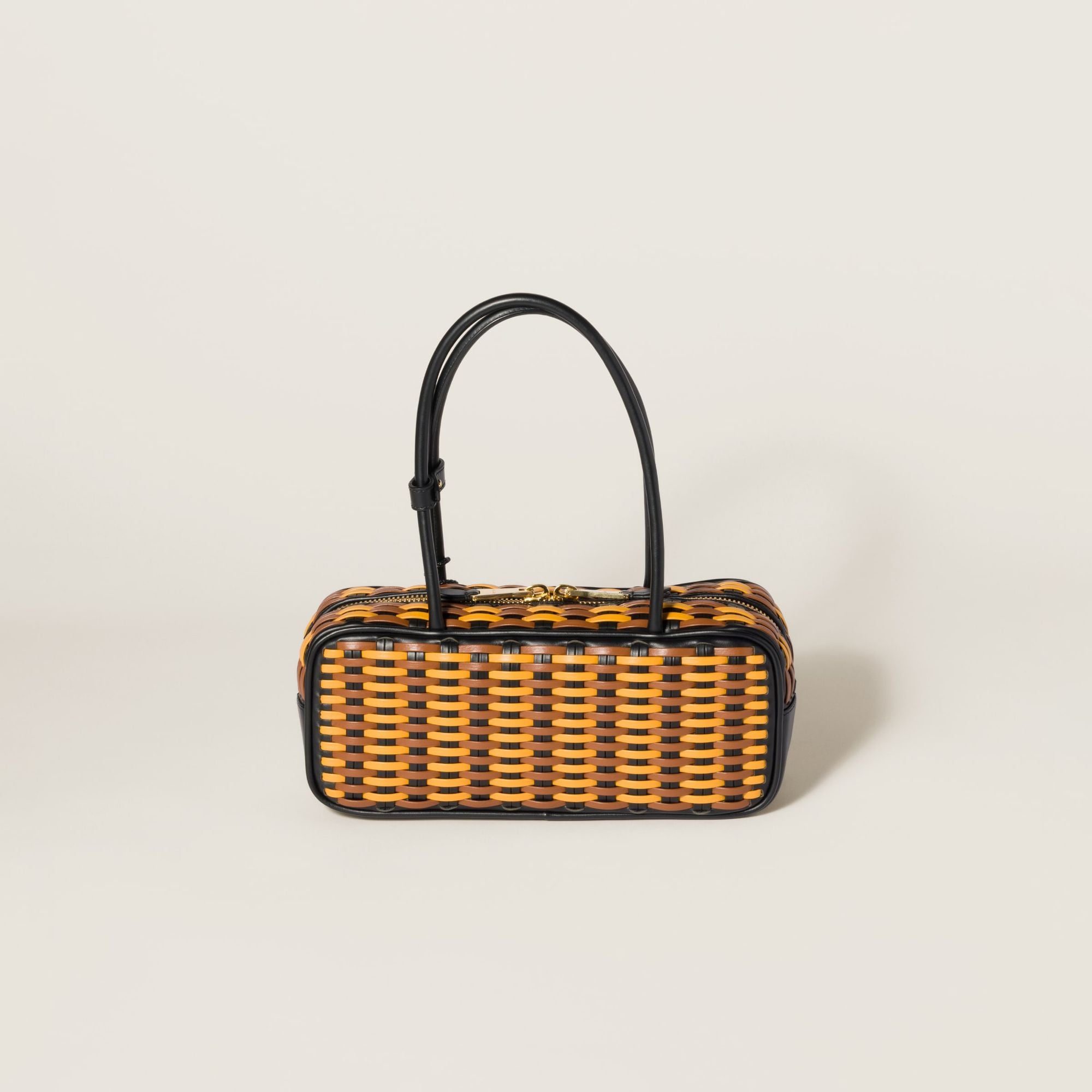Women Beau Leather Bag - Nero+cognac+ocra