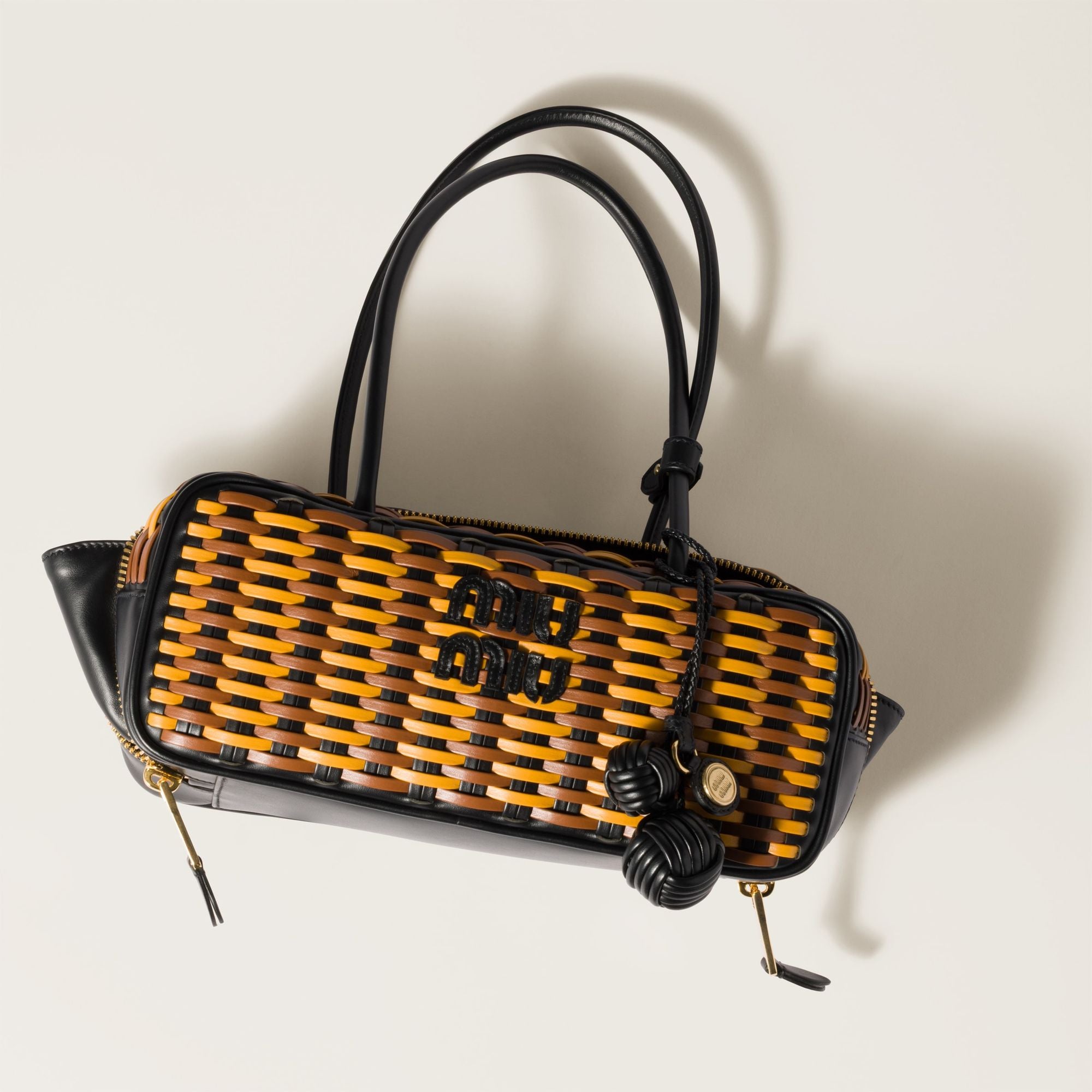 Women Beau Leather Bag - Nero+cognac+ocra