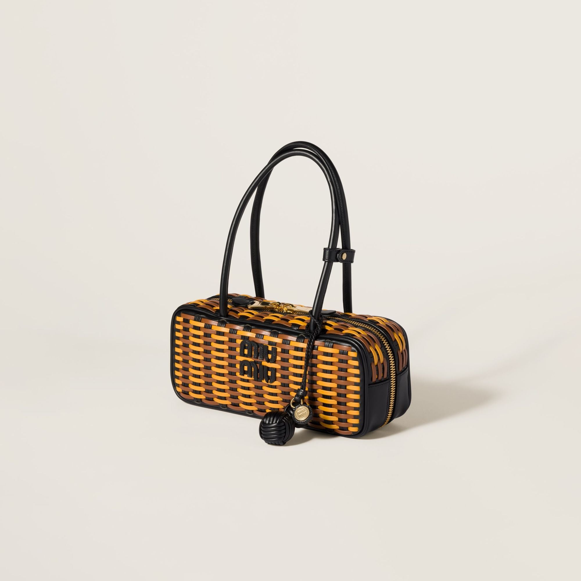 Women Beau Leather Bag - Nero+cognac+ocra