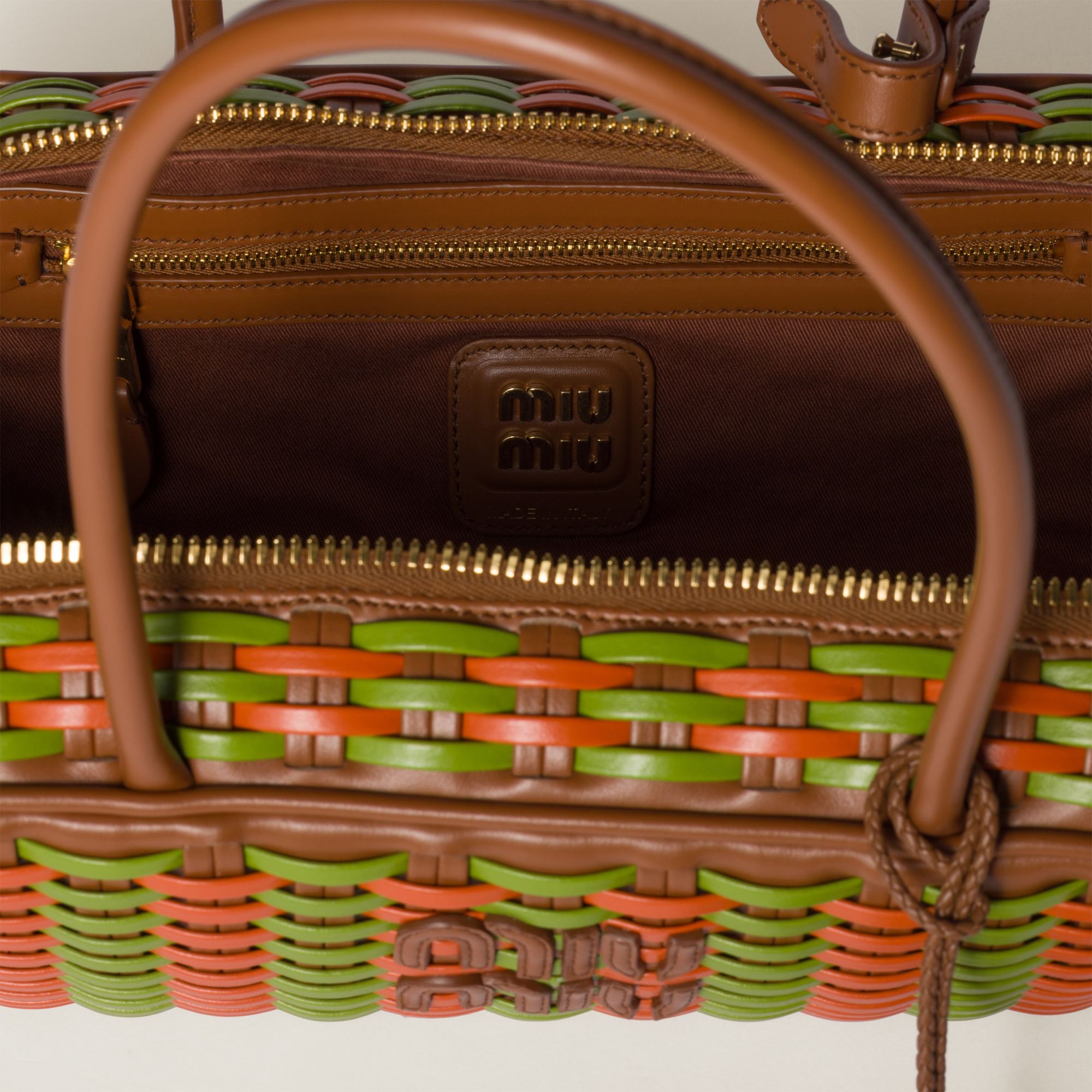 Women Beau Leather Bag - Cognac+felce+rame