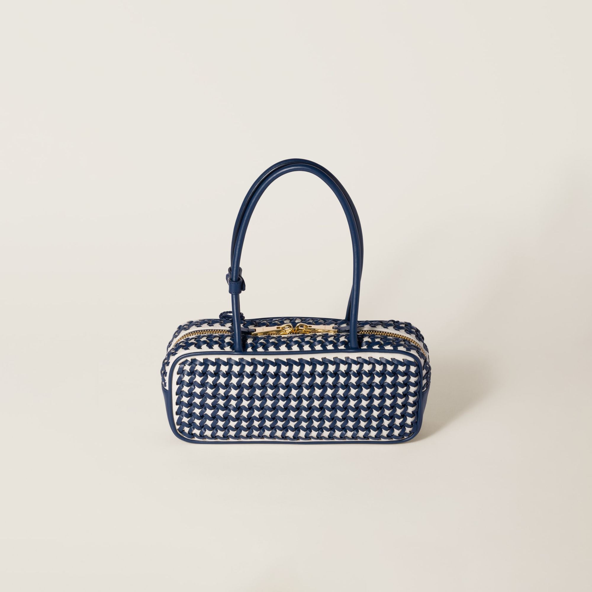 Women Beau Leather Bag - Bluette+bianco