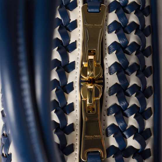Women Beau Leather Bag - Bluette+bianco