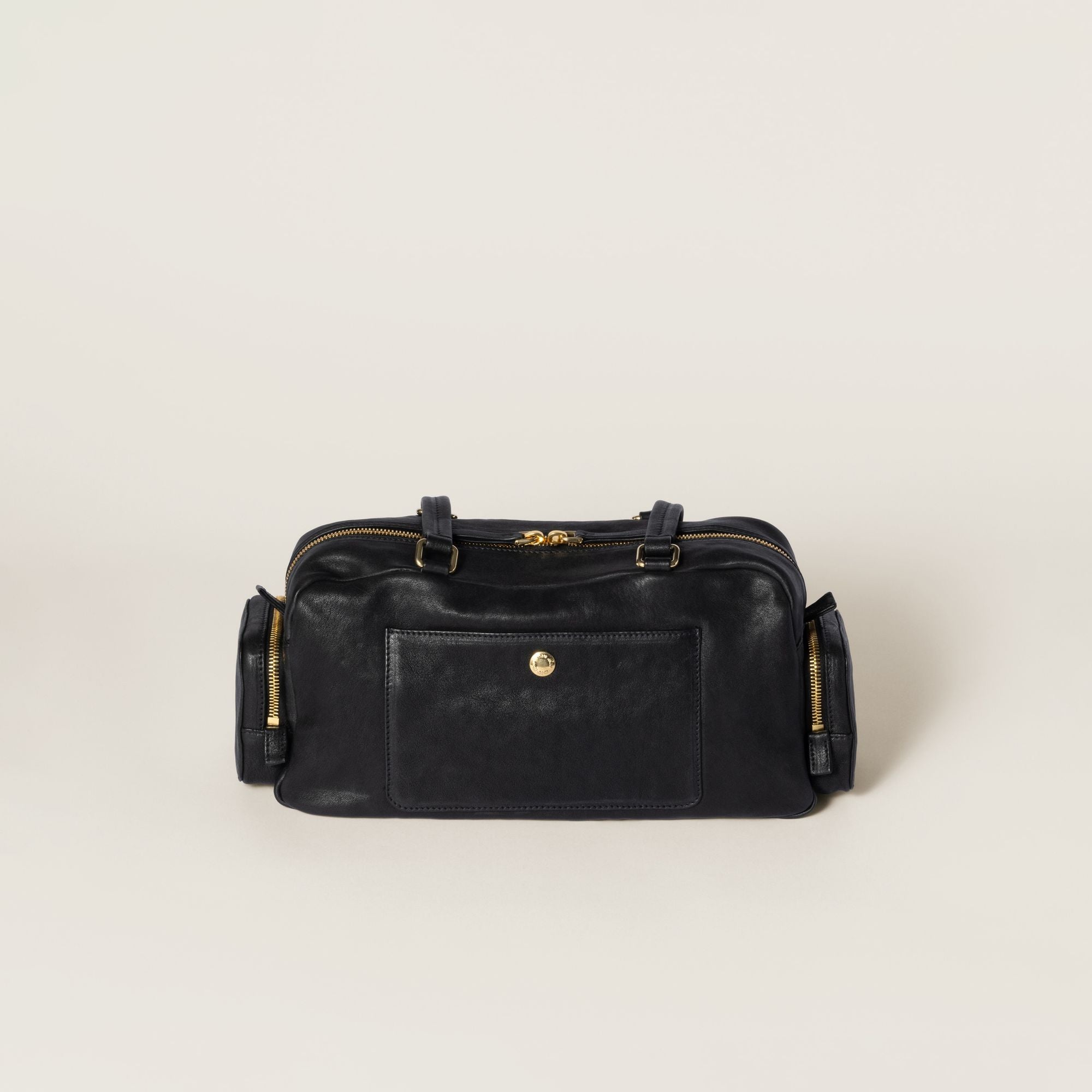 Women Pocket Washed Nappa Leather Bag - Nero