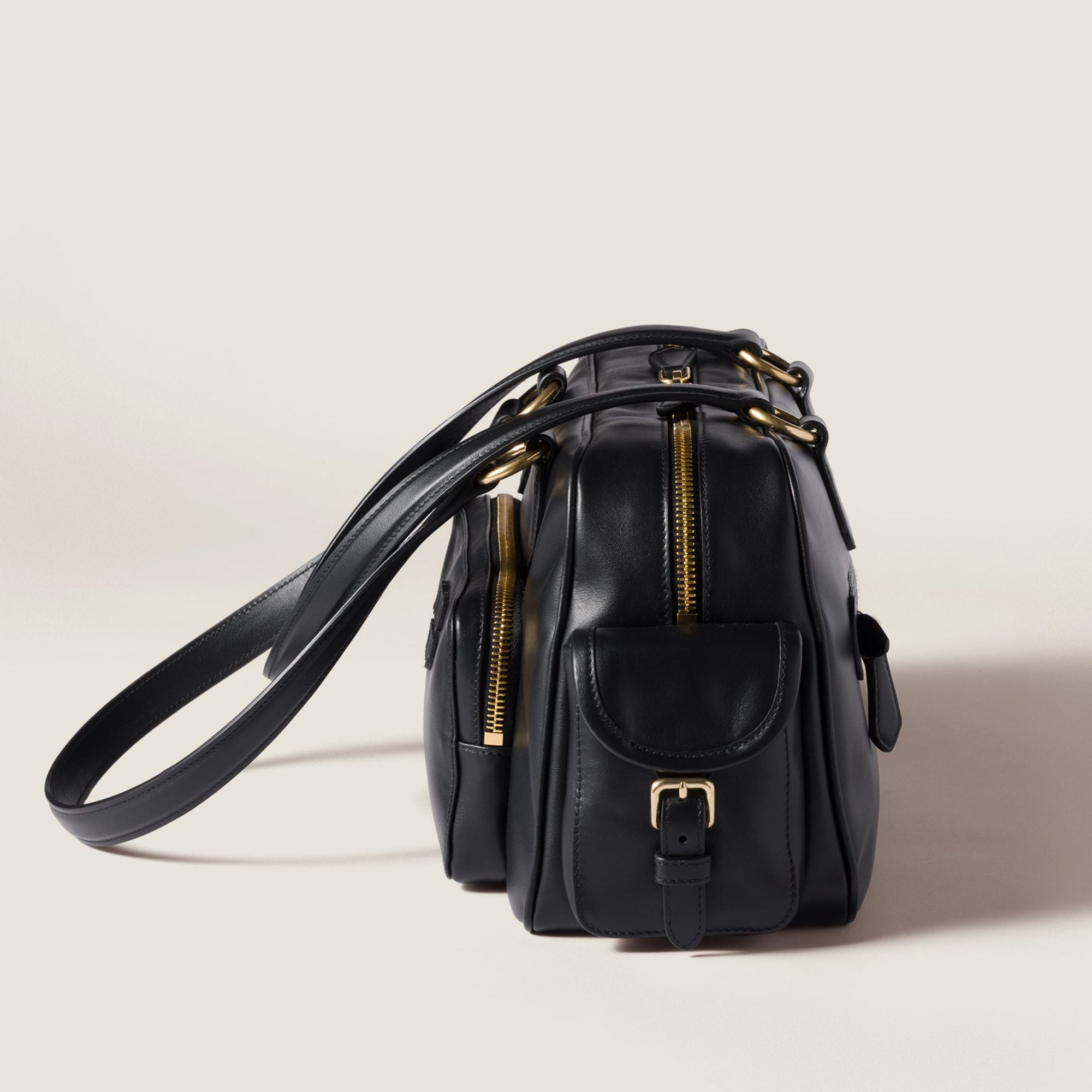 Women Pocket Nappa Leather Top-handle Bag - Nero