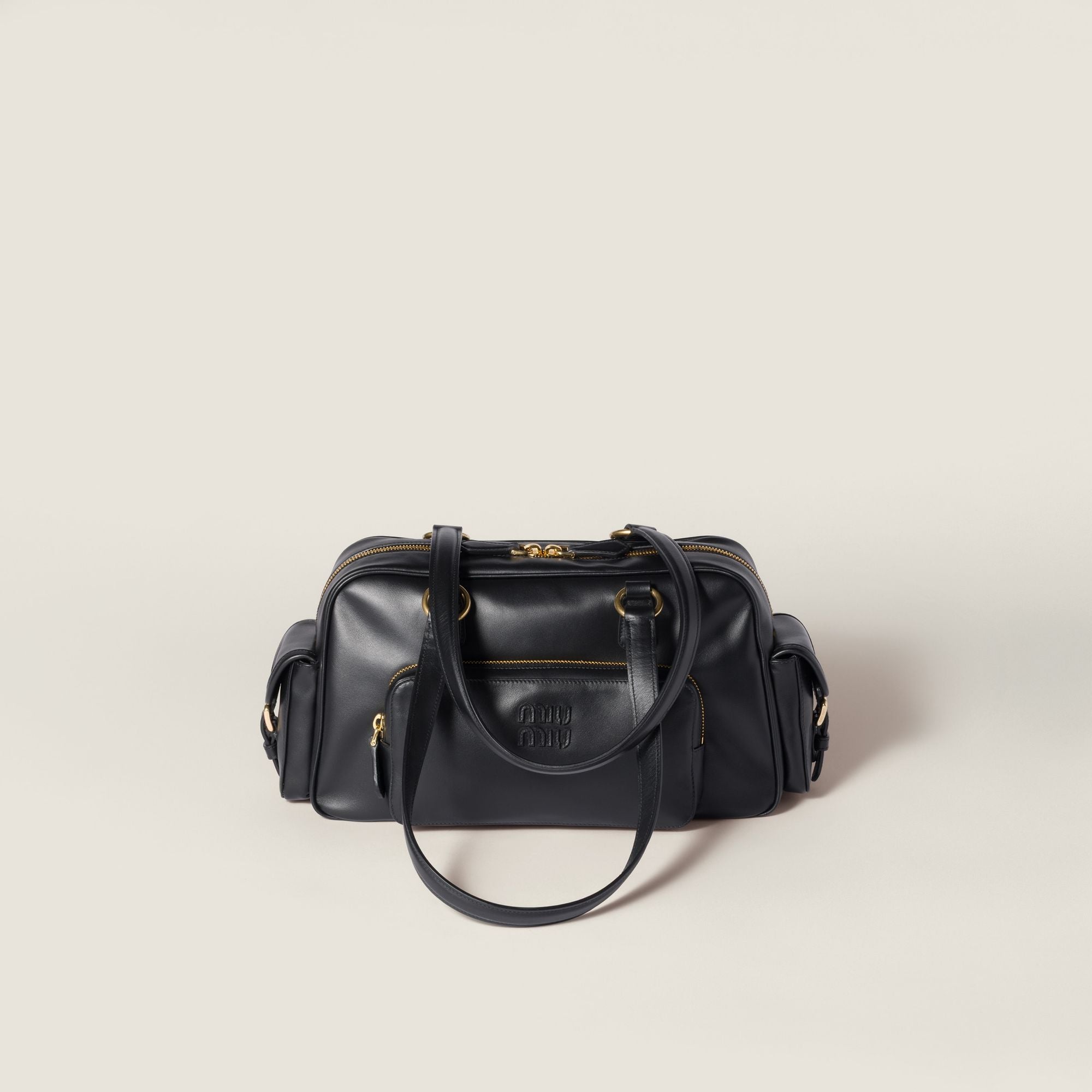 Women Pocket Nappa Leather Top-handle Bag - Nero