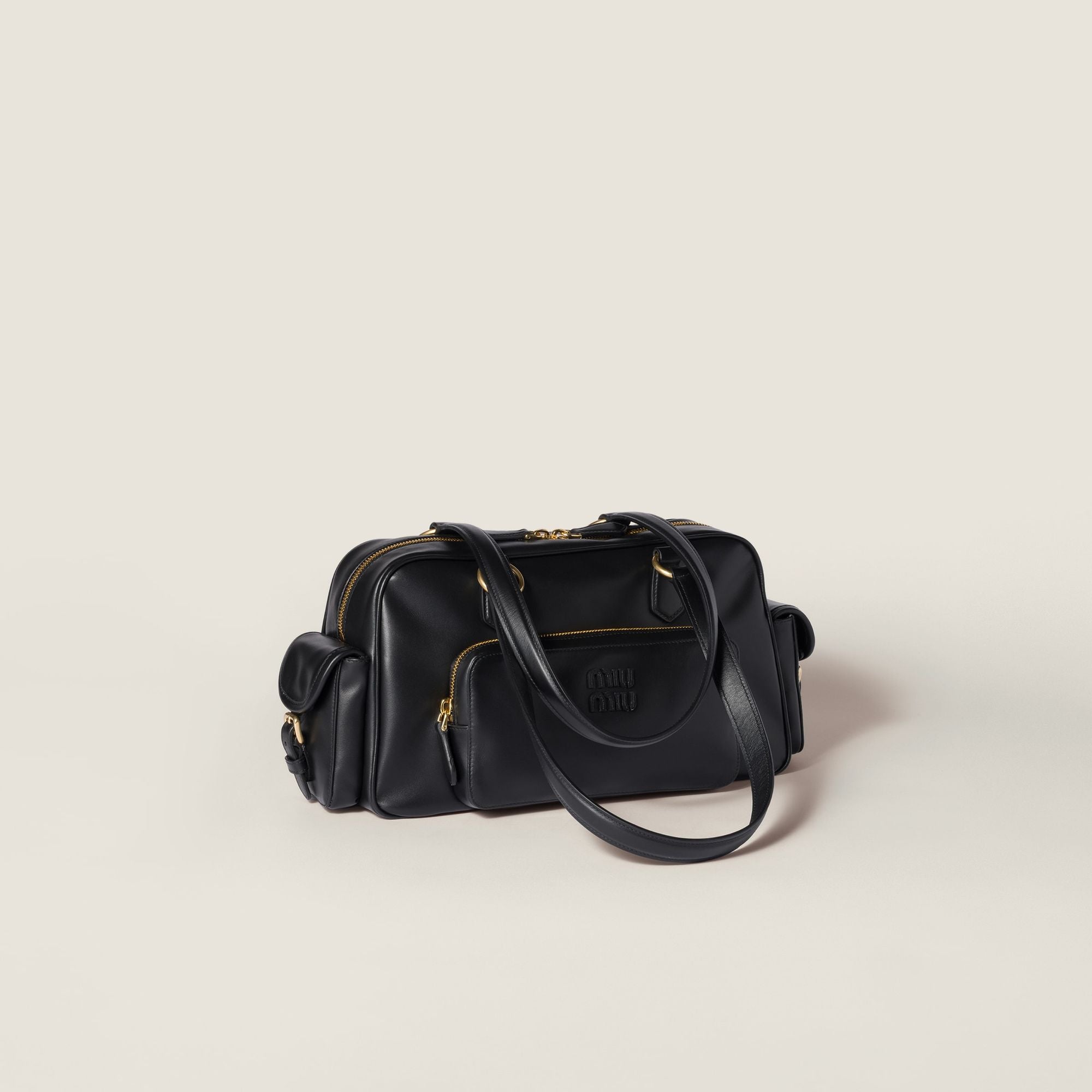 Women Pocket Nappa Leather Top-handle Bag - Nero