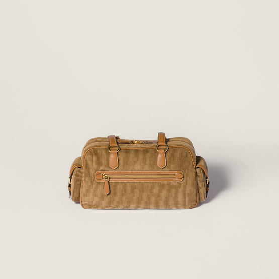Women Corduroy Pocket Top-handle Bag - Cannella