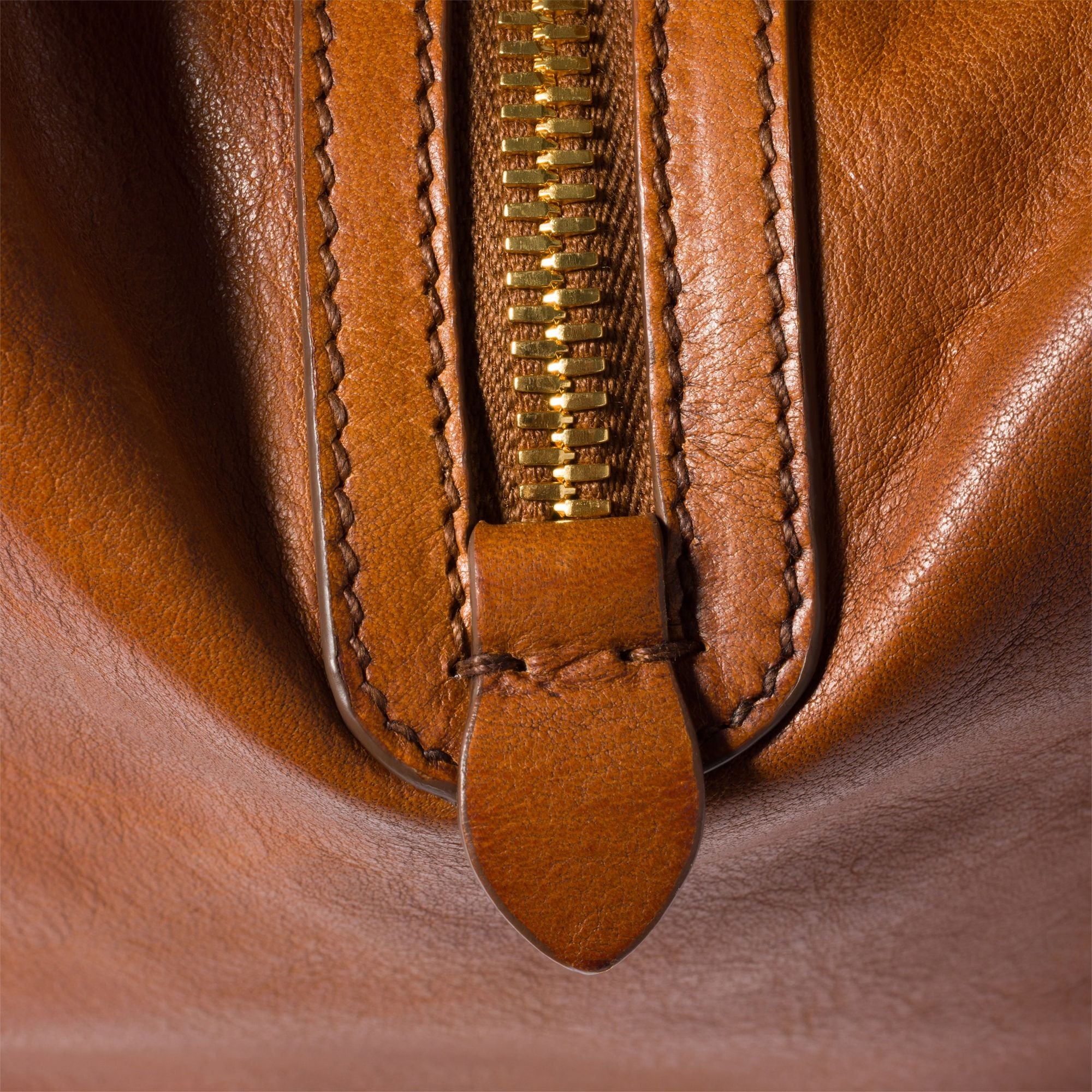 Women Leather Top-handle Bag - Cognac