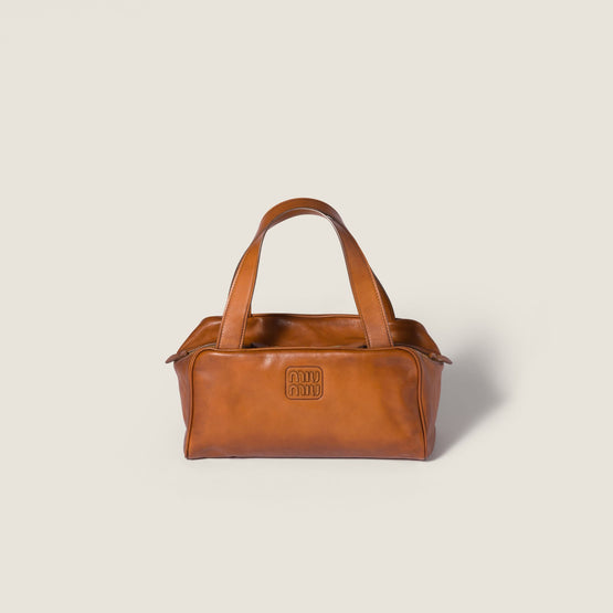 Women Leather Top-handle Bag - Cognac