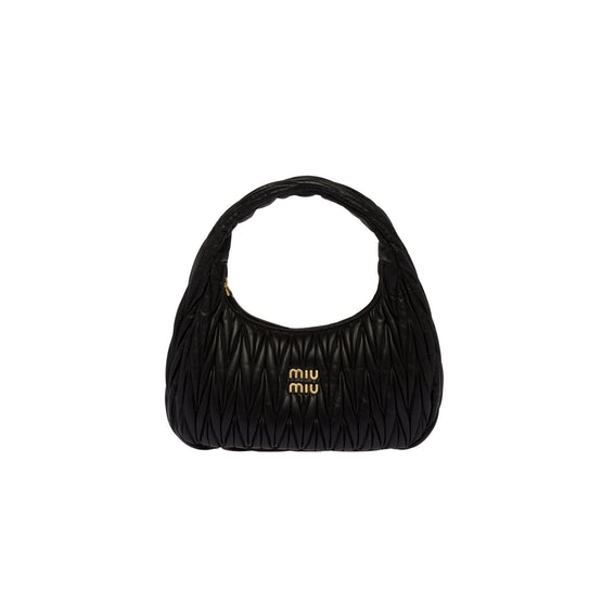 Women Wander Matelassé Nappa Leather Hobo Bag - Nero