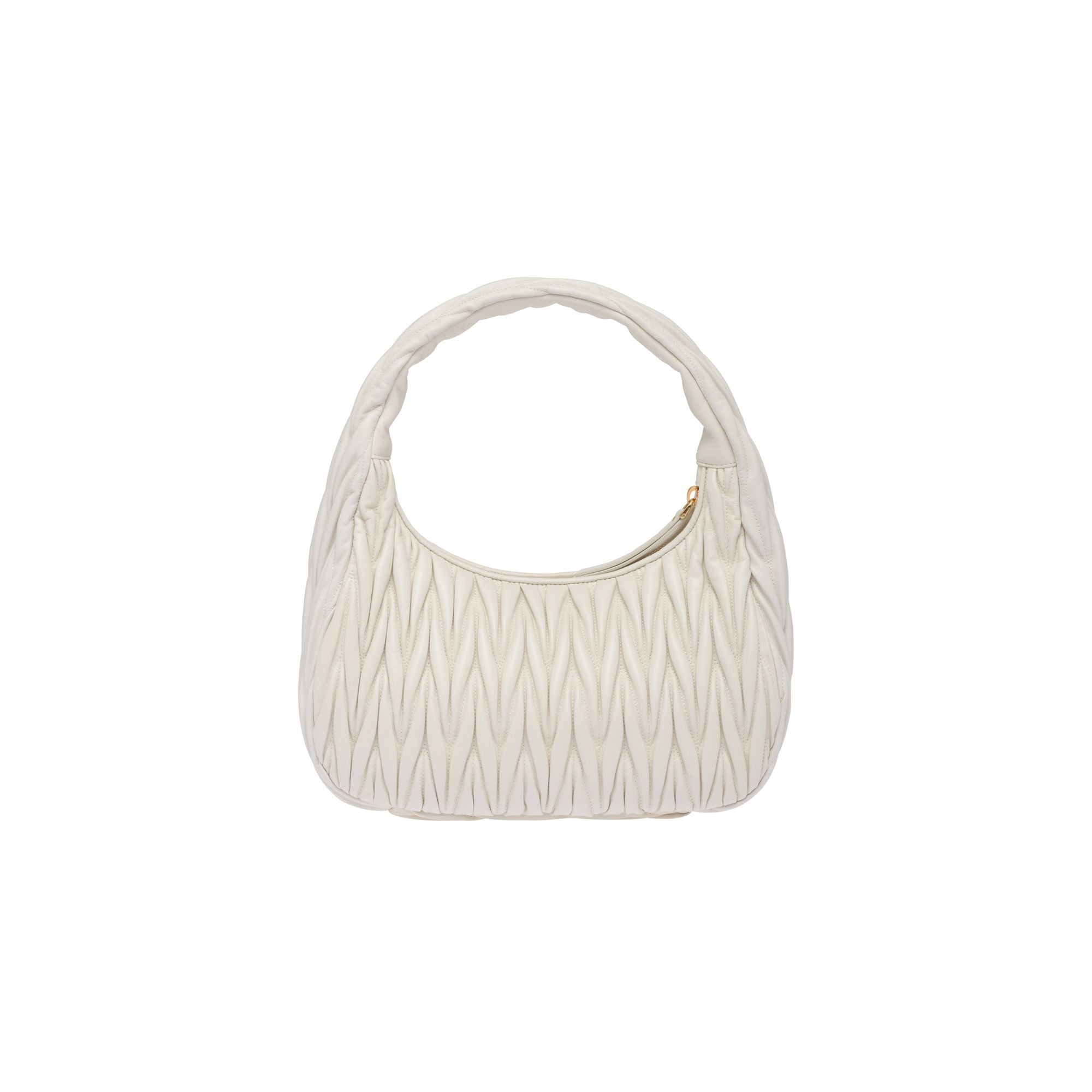 Women Wander Matelassé Nappa Leather Hobo Bag - Bianco