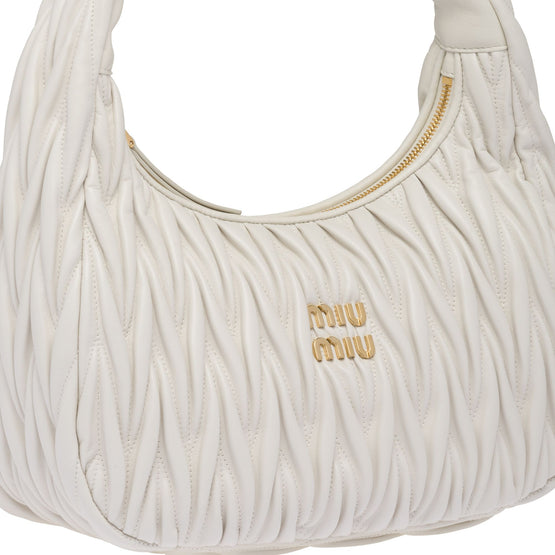 Women Wander Matelassé Nappa Leather Hobo Bag - Bianco