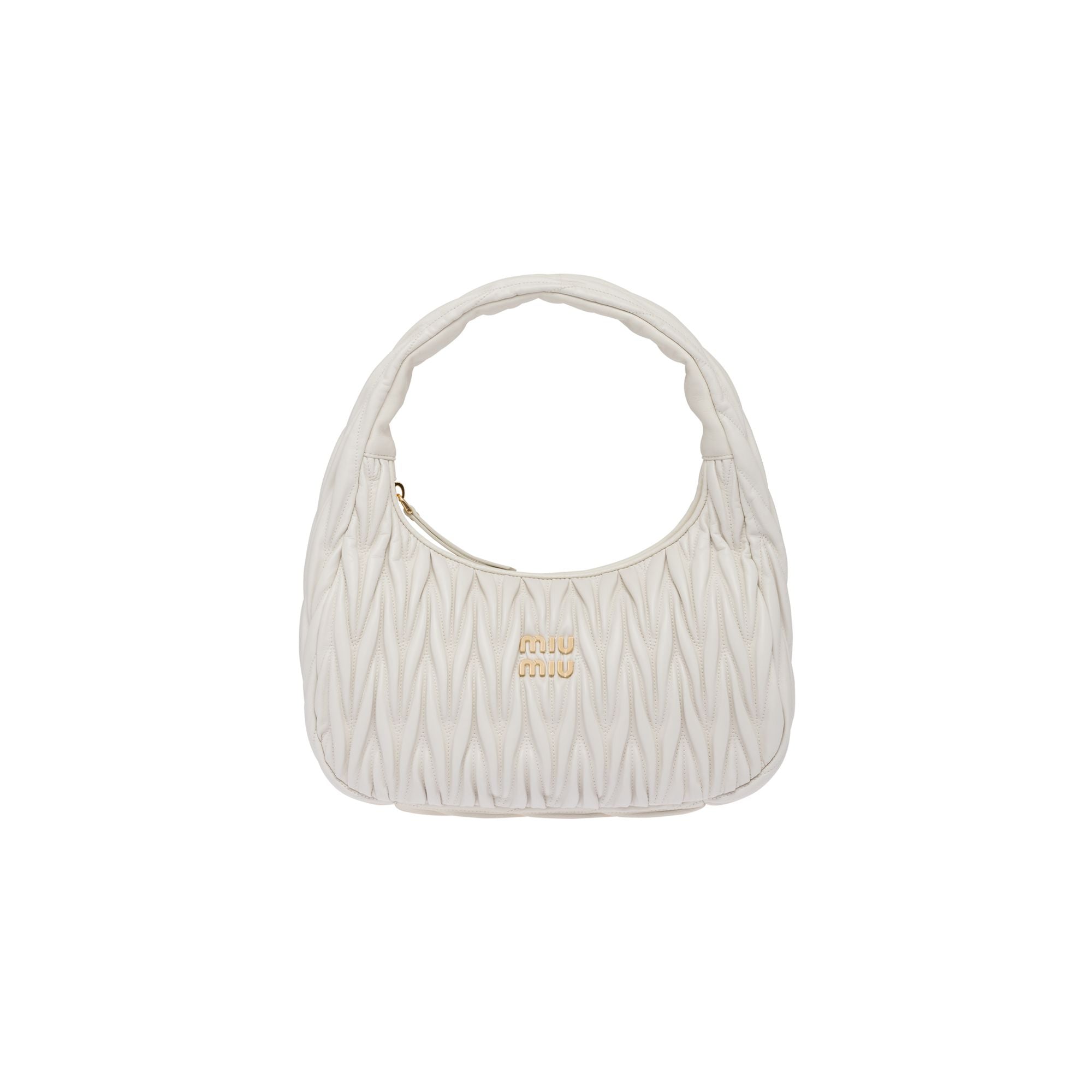 Women Wander Matelassé Nappa Leather Hobo Bag - Bianco