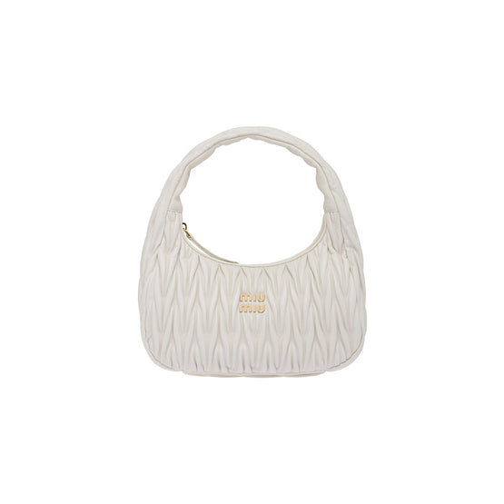 Women Wander Matelassé Nappa Leather Hobo Bag - Bianco
