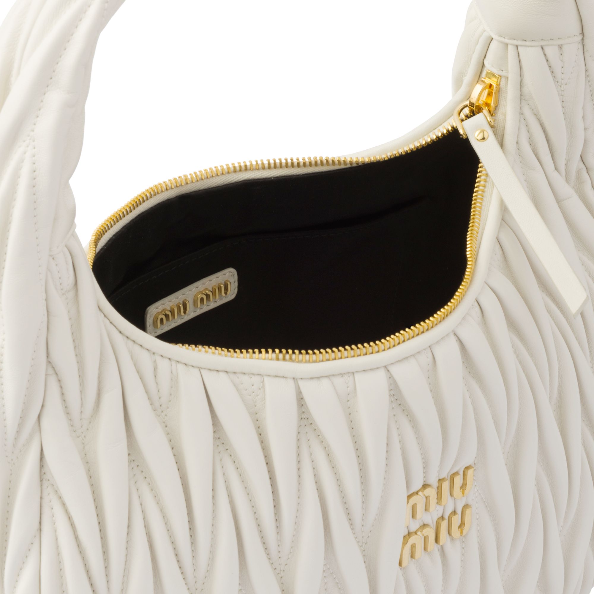 Women Wander Matelassé Nappa Leather Hobo Bag - Bianco