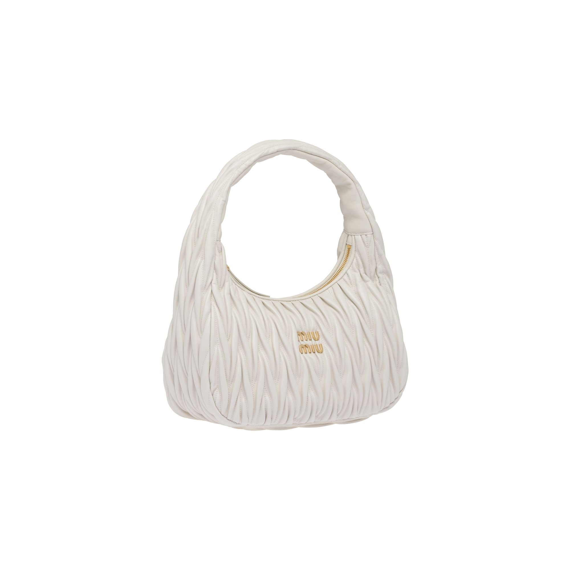 Women Wander Matelassé Nappa Leather Hobo Bag - Bianco