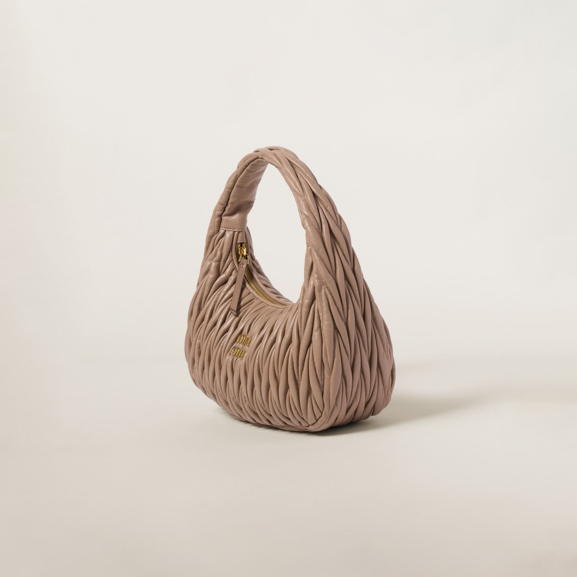 Women Wander Matelassé Nappa Leather Hobo Bag - Cammeo